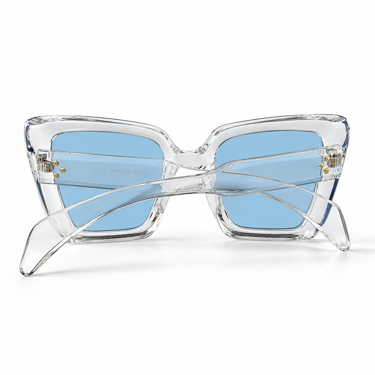 Crystal Clear Oversized Square Sunglasses with Blue Lenses