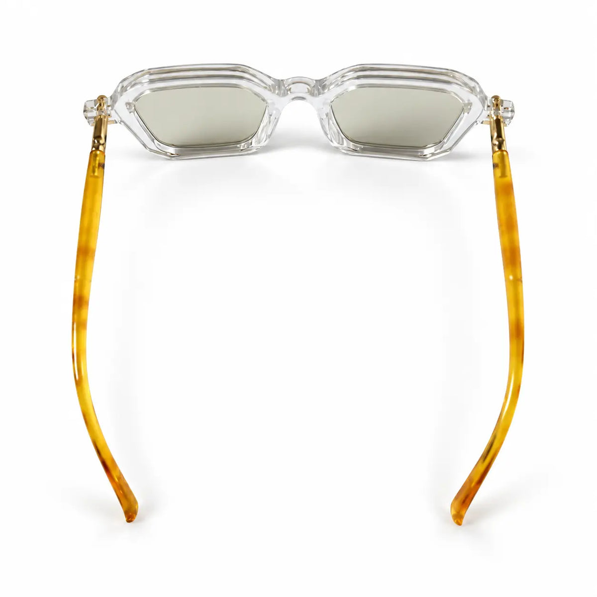 Kuboraum Crystal Clear Photochromic Glasses with Amber Temples & Gold Accents