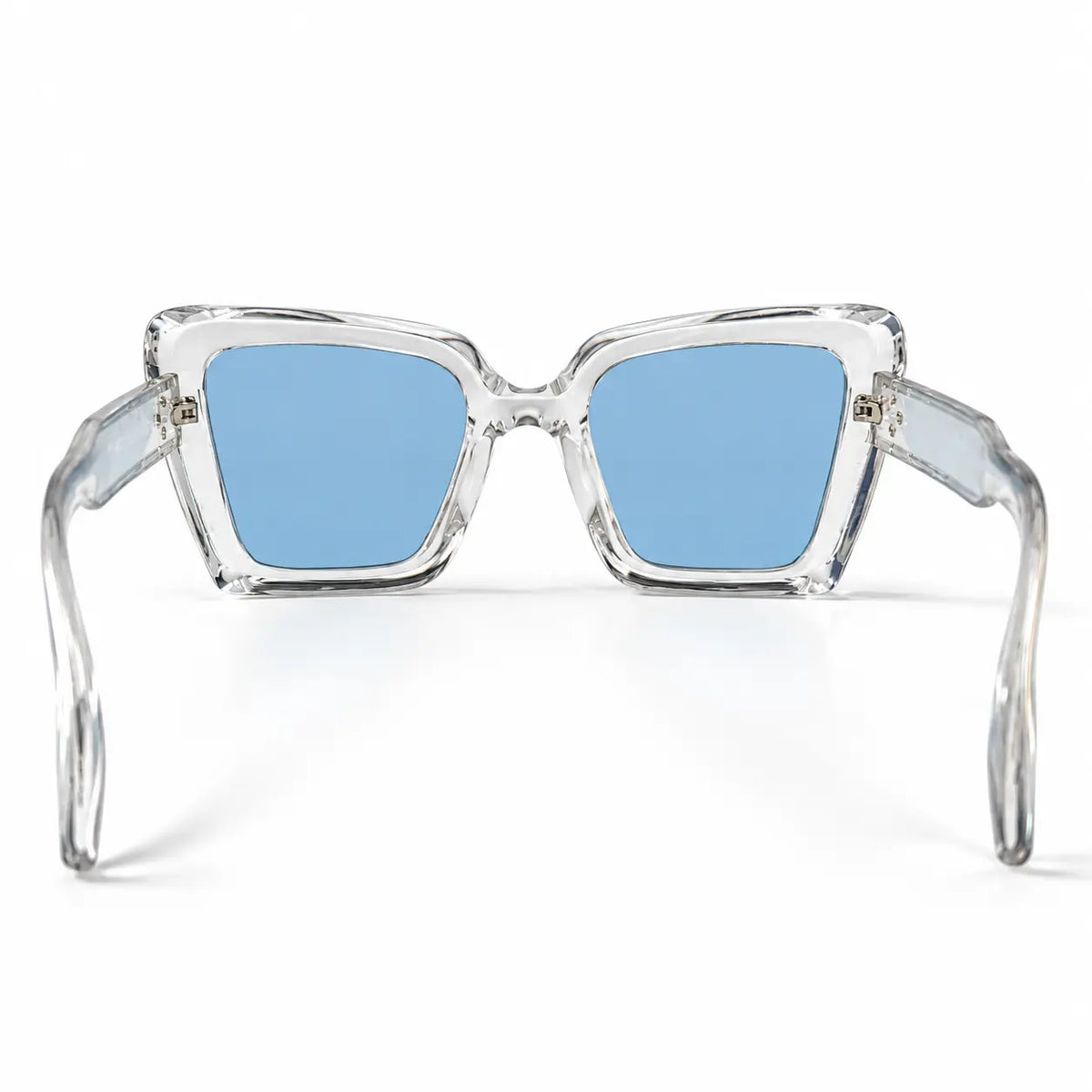 Crystal Clear Oversized Square Sunglasses with Blue Lenses