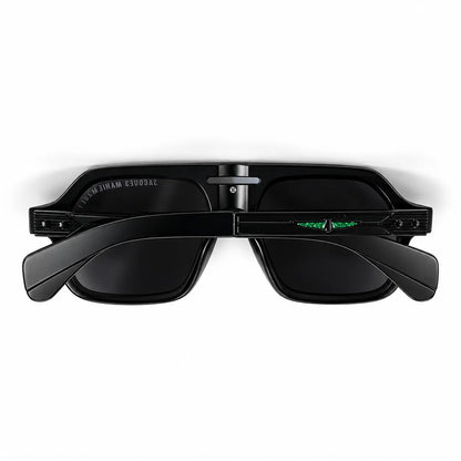 Black Square Aviator Sunglasses J0080 with Dark Grey Lenses