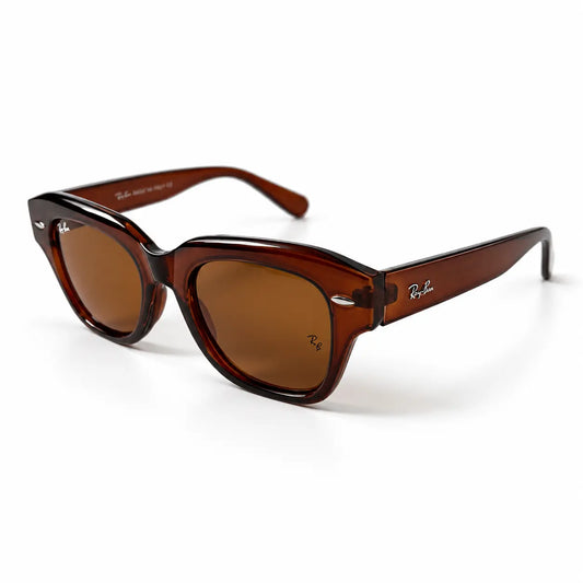 Ray-Ban Translucent Amber Brown Square Sunglasses