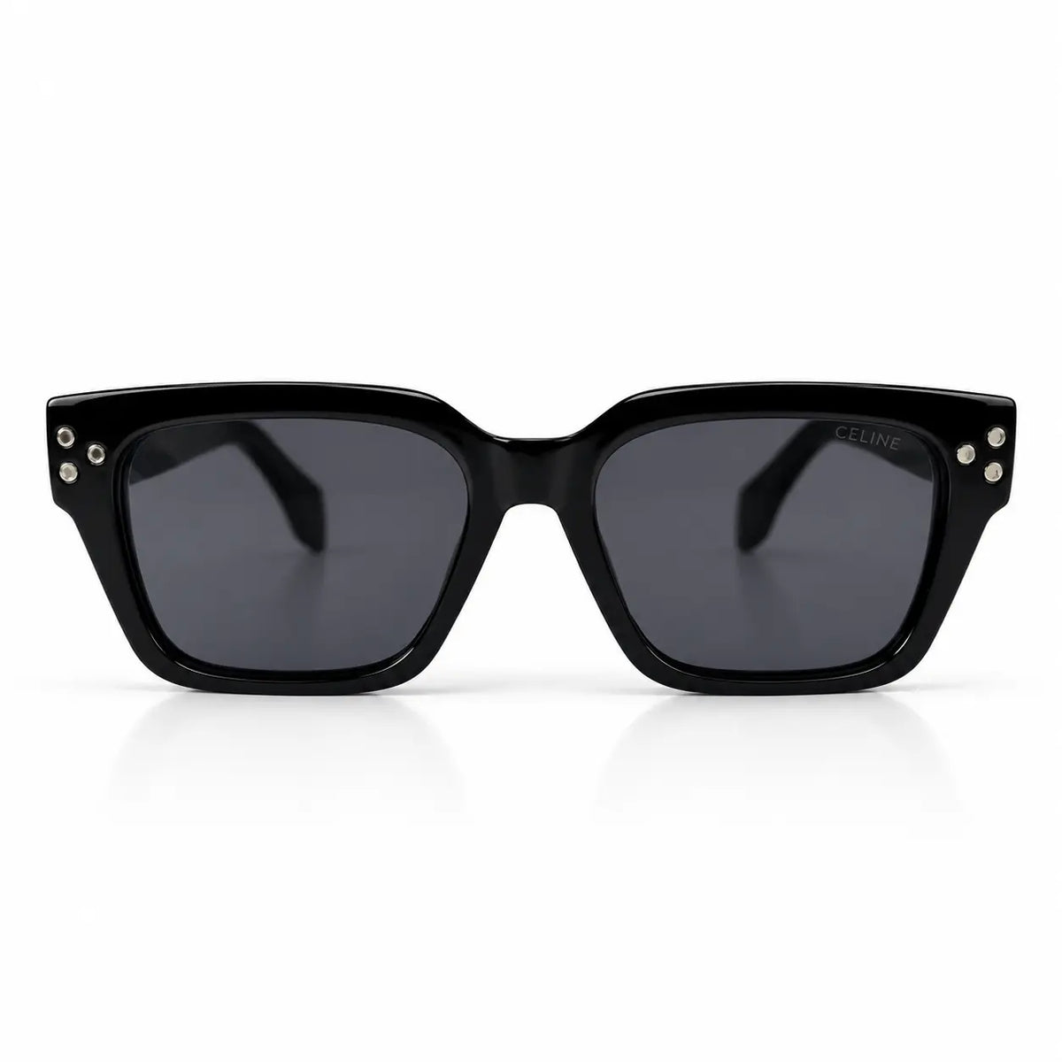Celine Black Square Sunglasses with Silver Bee Emblem