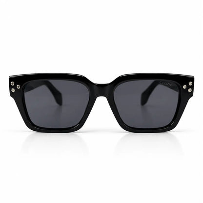 Celine Black Square Sunglasses with Silver Bee Emblem