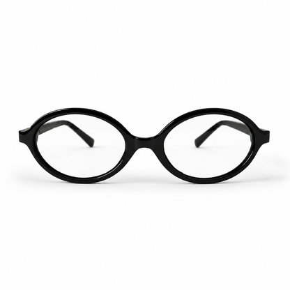 Miu Miu Black Oval Optical Eyeglasses with Gold Logo Detail