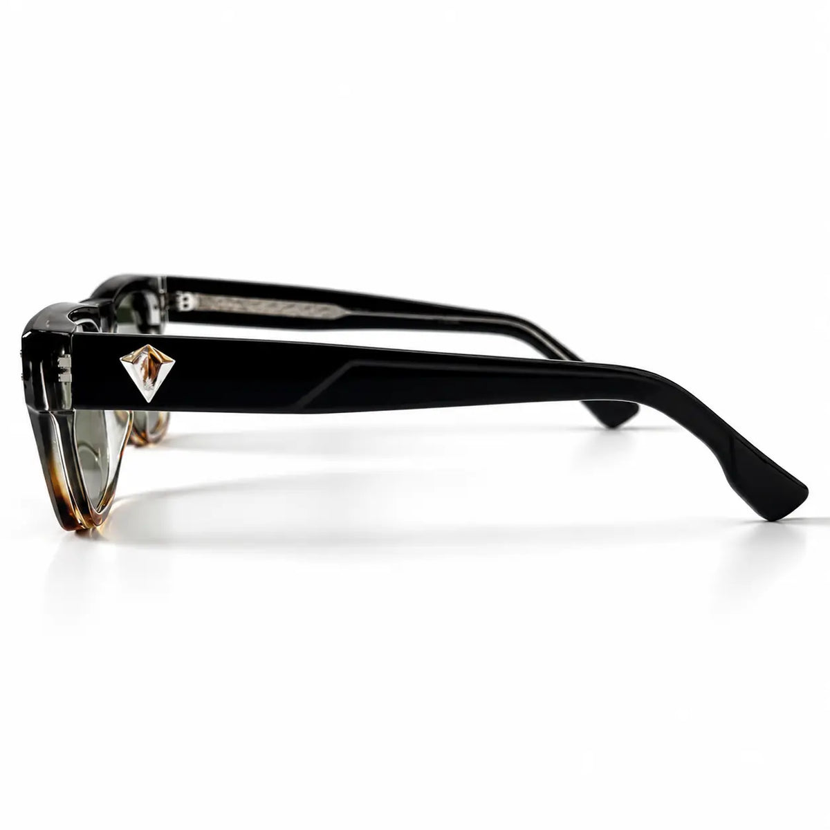 Prada Black & Havana Tortoiseshell Rectangular Sunglasses with Green Lenses