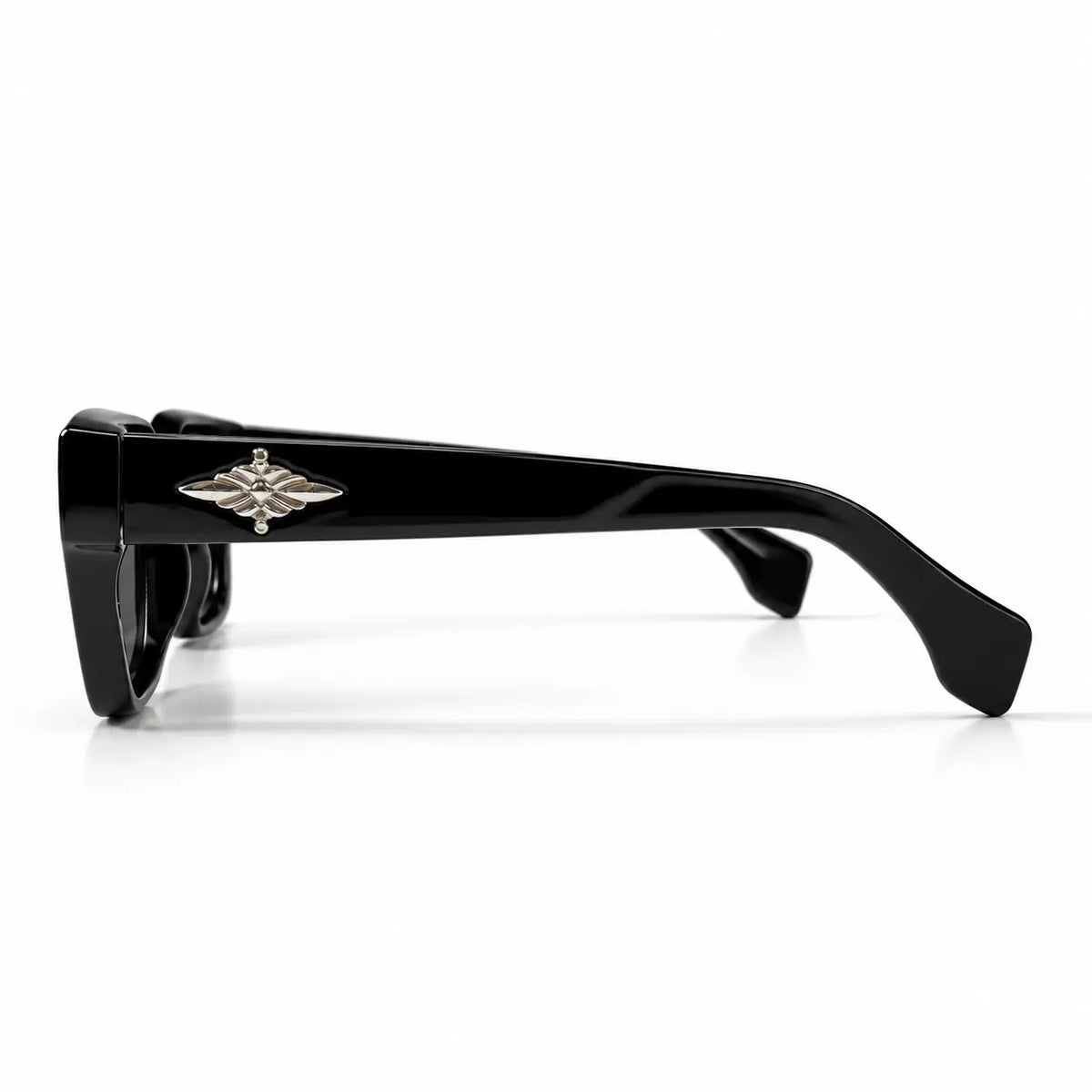 Celine Black Square Sunglasses with Silver Bee Emblem