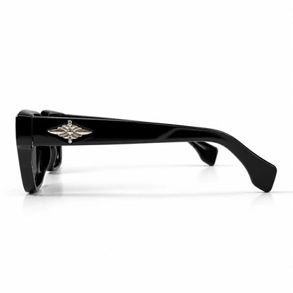 Celine Black Square Sunglasses with Silver Bee Emblem