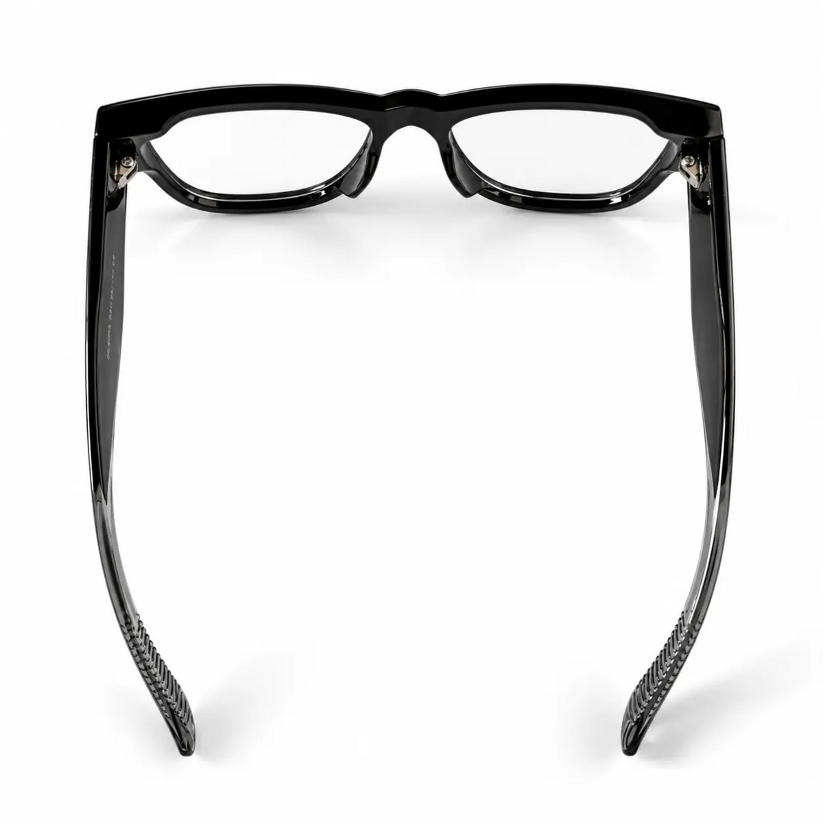 Glossy Black Square Eyeglasses with Gold Stud Details