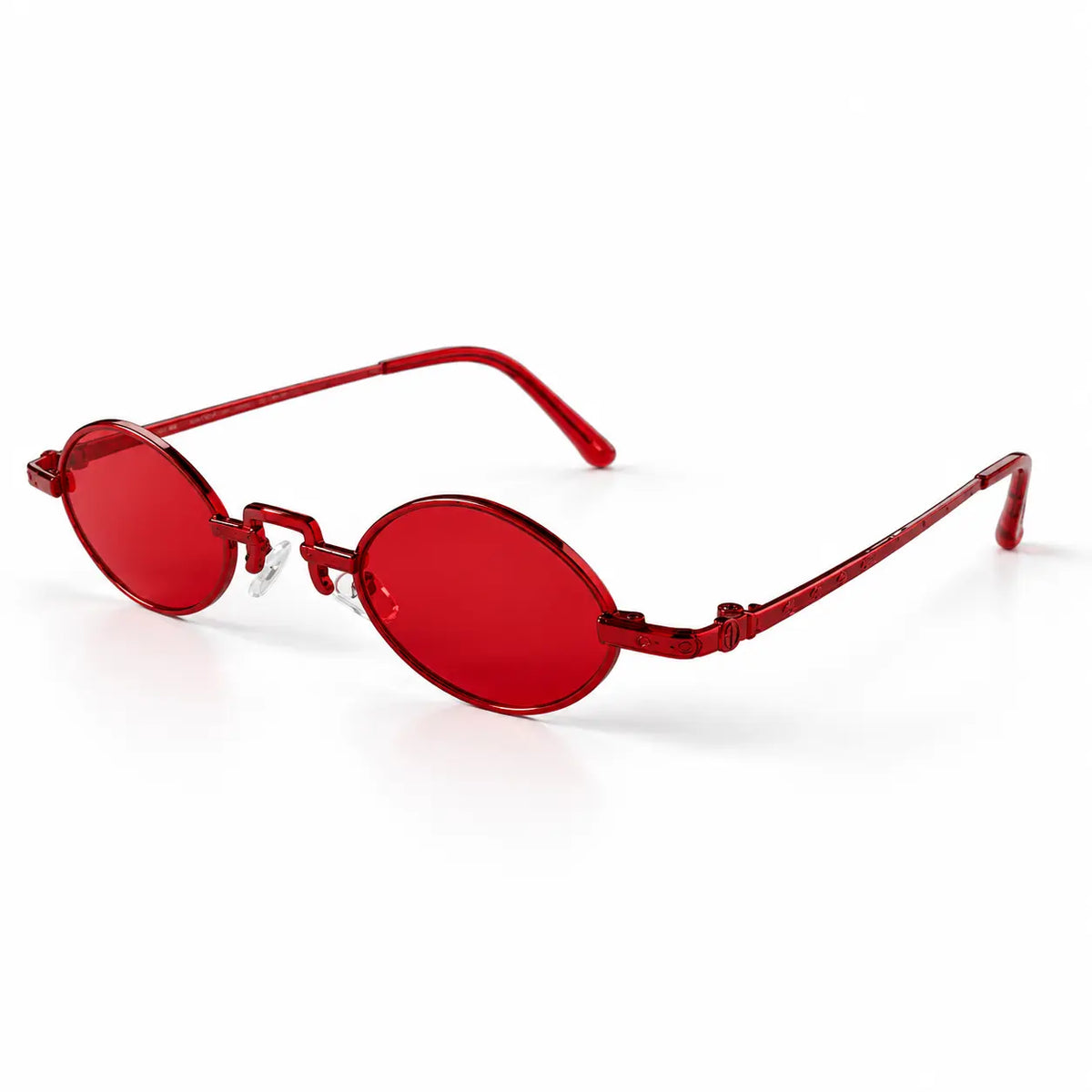 Retro Red Oval Sunglasses with Red Tinted Lenses