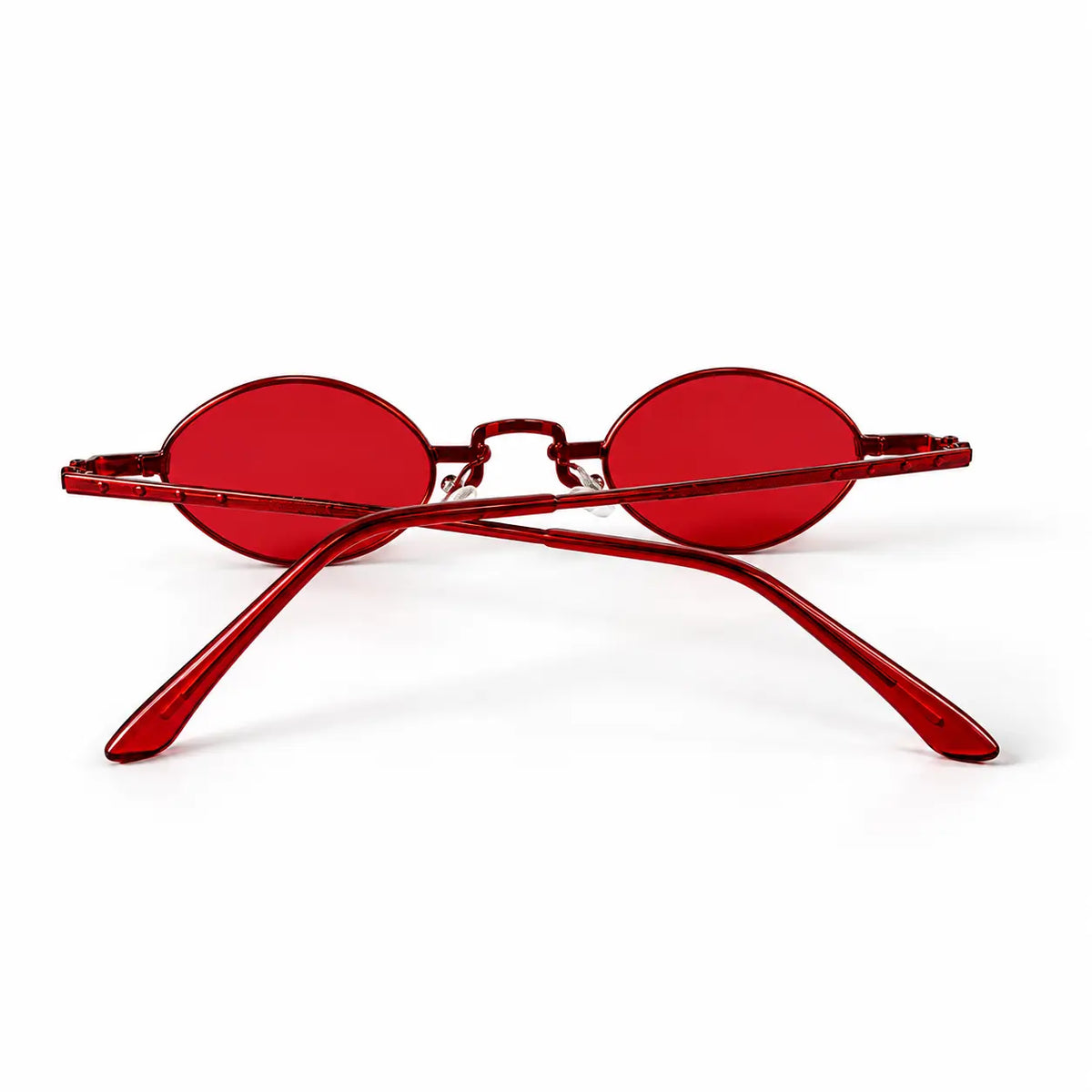 Retro Red Oval Sunglasses with Red Tinted Lenses