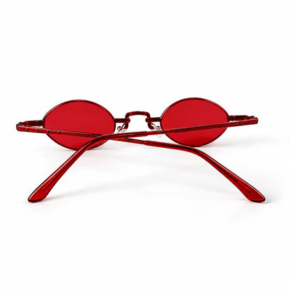 Retro Red Oval Sunglasses with Red Tinted Lenses