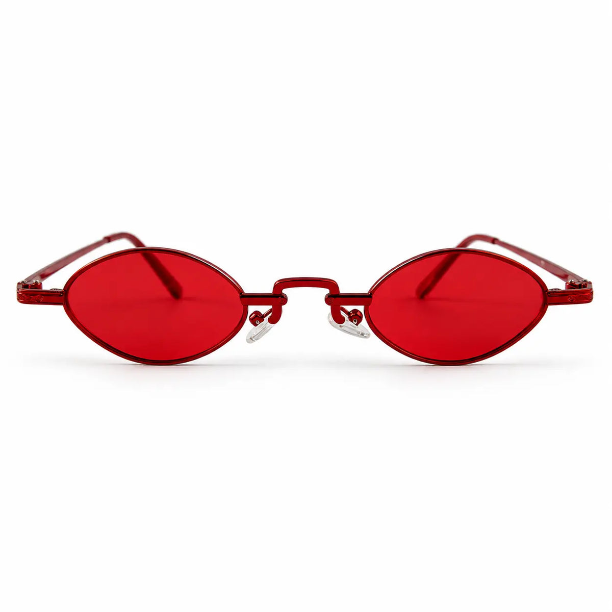 Retro Red Oval Sunglasses with Red Tinted Lenses