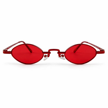 Retro Red Oval Sunglasses with Red Tinted Lenses