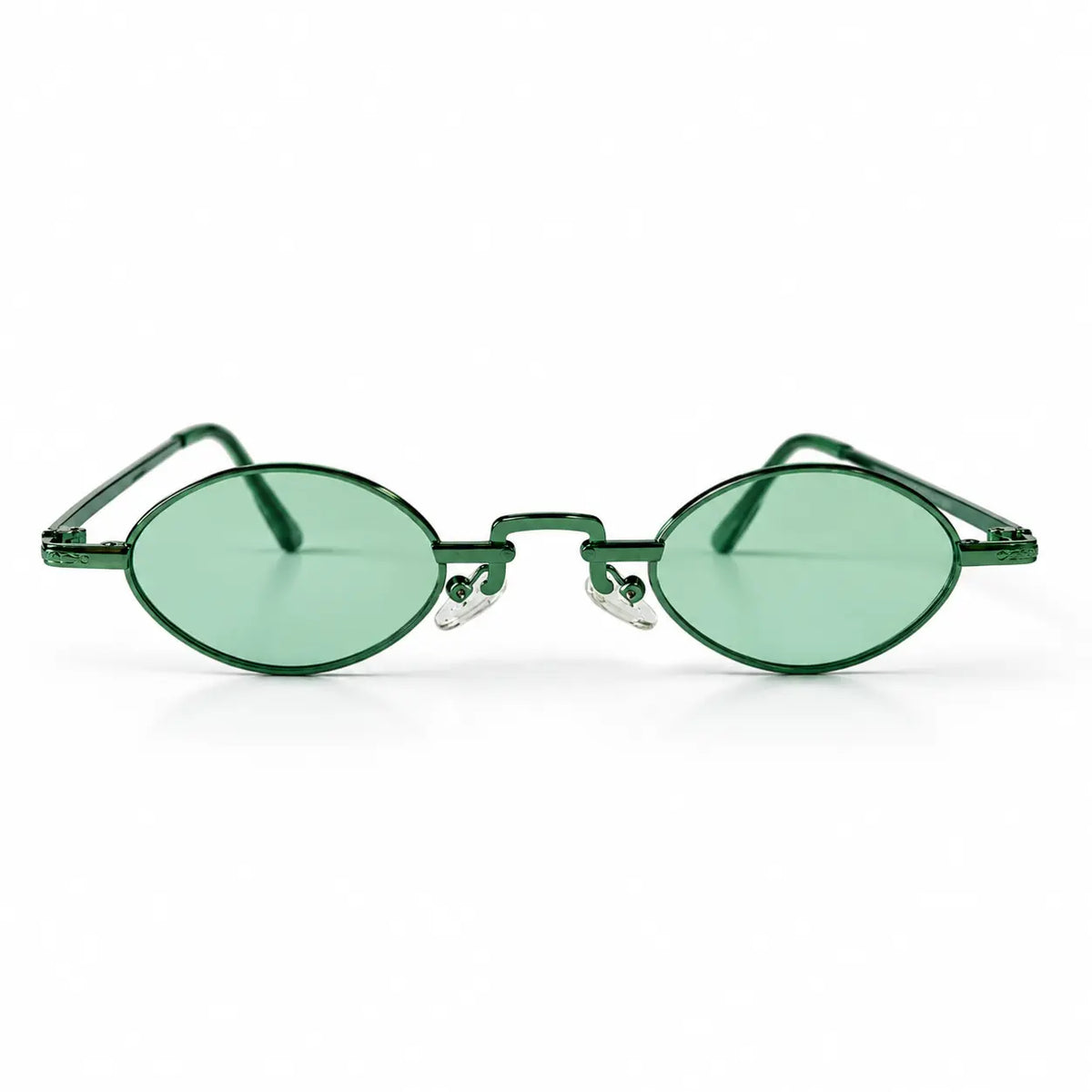 Retro Green Oval Sunglasses with Light Green Tinted Lenses