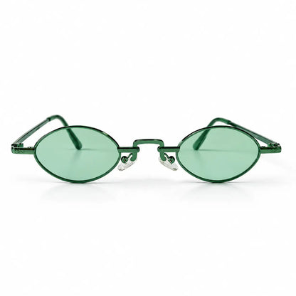 Retro Green Oval Sunglasses with Light Green Tinted Lenses