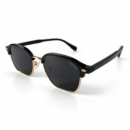 Gucci Black & Gold Browline Sunglasses with Dark Smoke Lenses