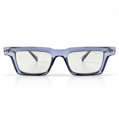 Kuboraum Transparent Blue Photochromic Glasses – Clear to Dark Grey Lenses