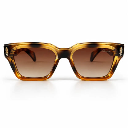 Cartier Amber Tortoiseshell Square Sunglasses with Brown Gradient Lenses