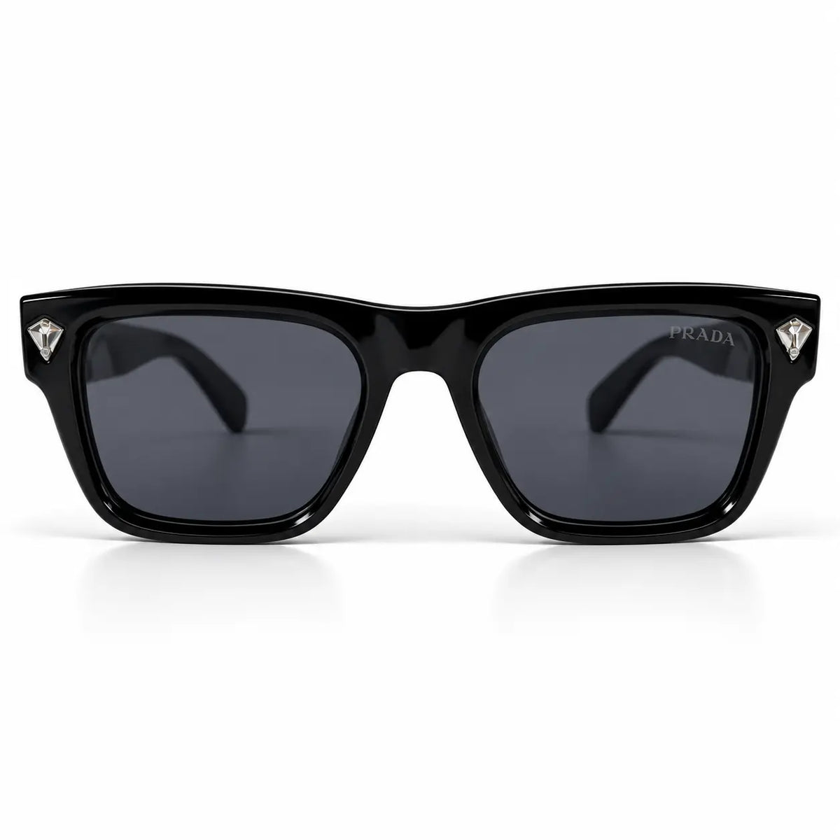 Prada Black Square Sunglasses with Silver Geometric Accents