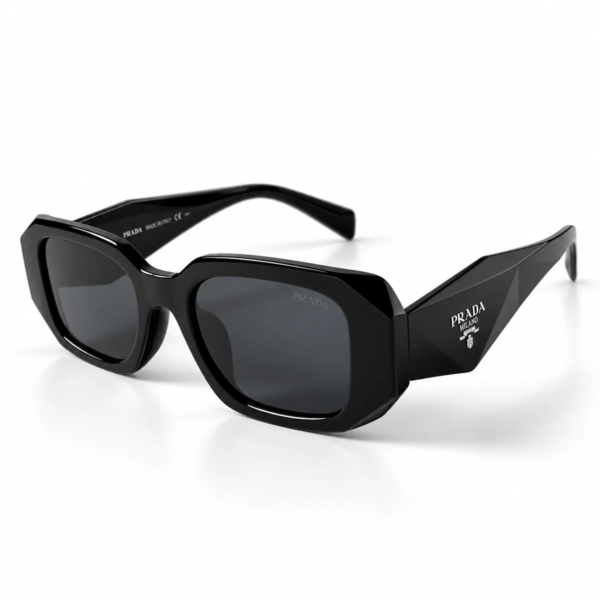 Prada Symbole PR 17WS (SPR17W) Black Geometric Acetate Sunglasses