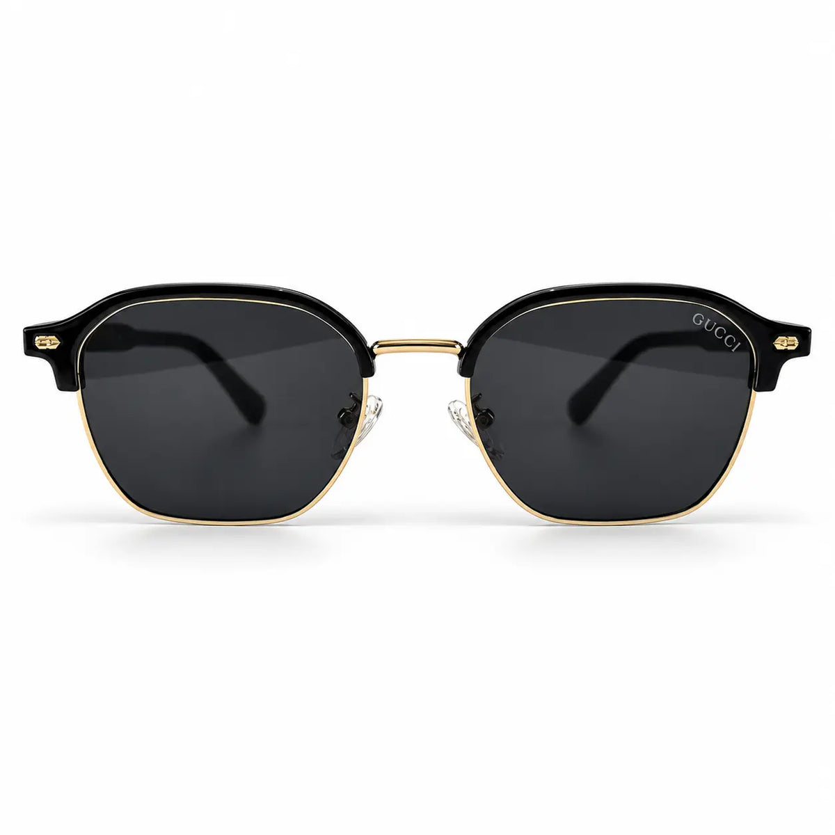 Gucci Black & Gold Browline Sunglasses with Dark Smoke Lenses