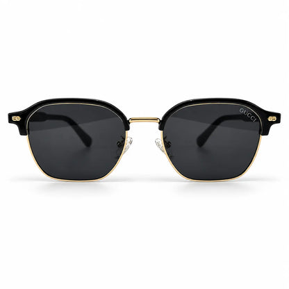 Gucci Black & Gold Browline Sunglasses with Dark Smoke Lenses