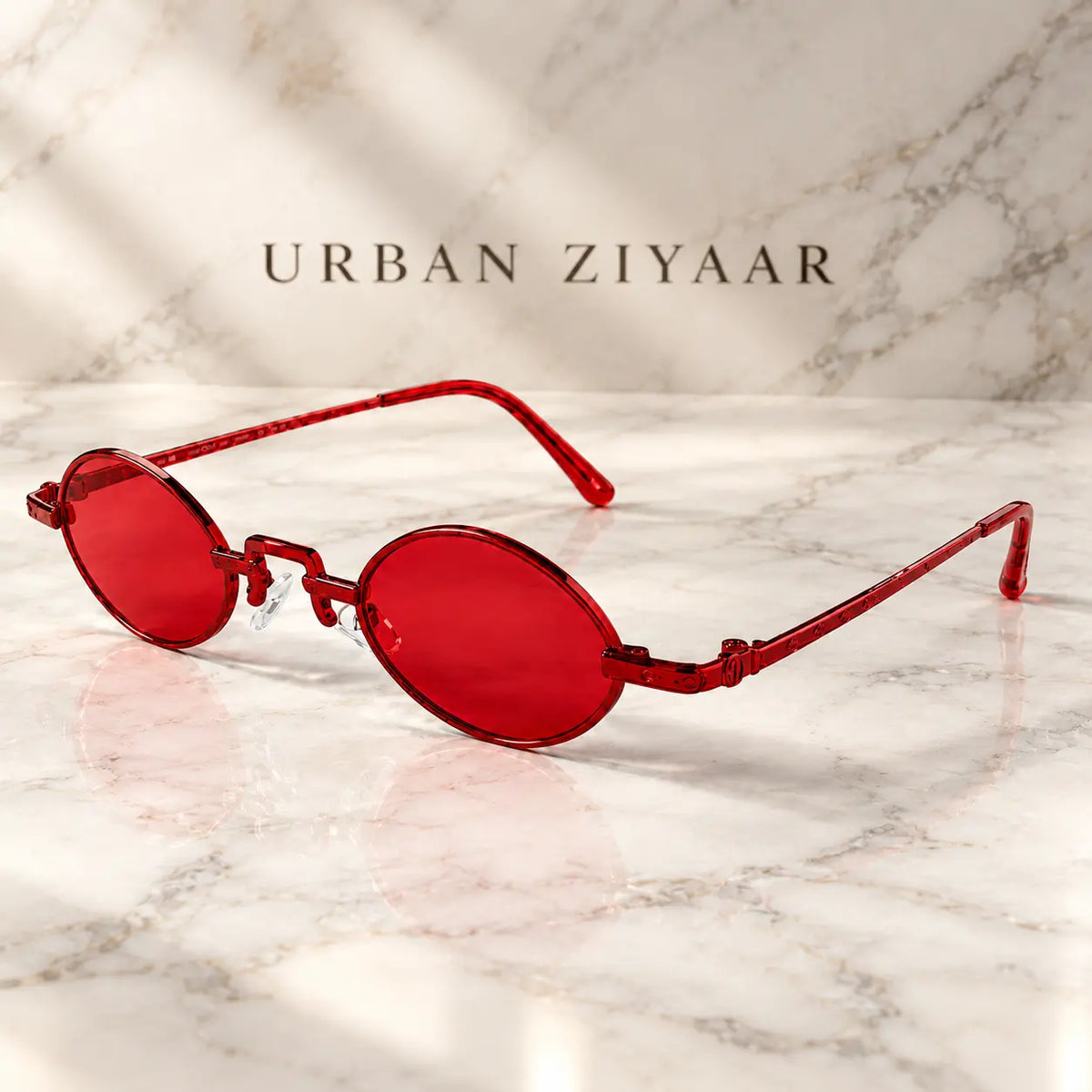 Retro Red Oval Sunglasses with Red Tinted Lenses