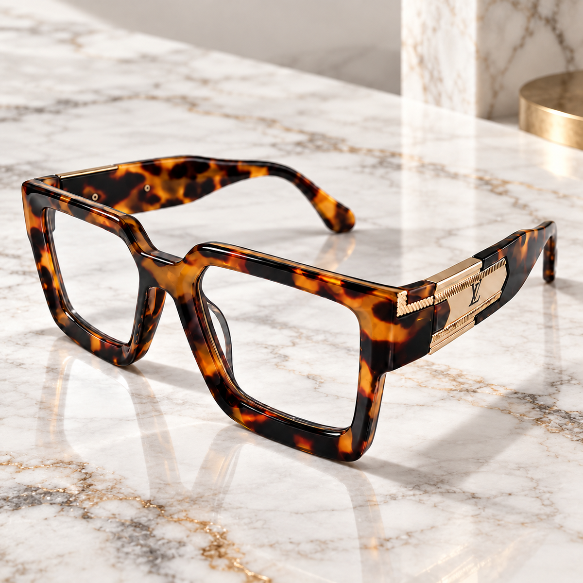 Louis Vuitton Tortoiseshell Square Optical Eyeglasses