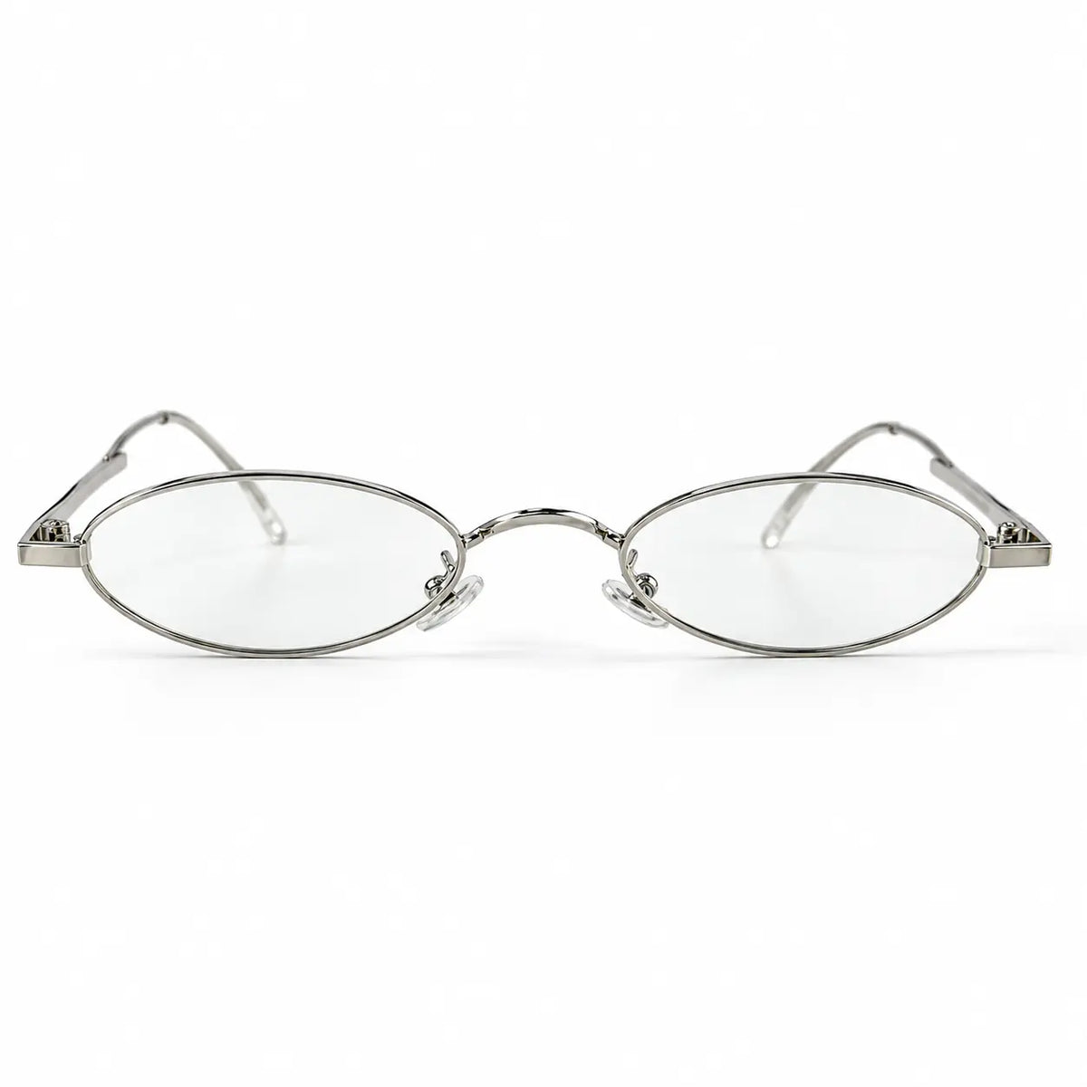 Minimalist Silver Oval Metal Frame Eyeglasses
