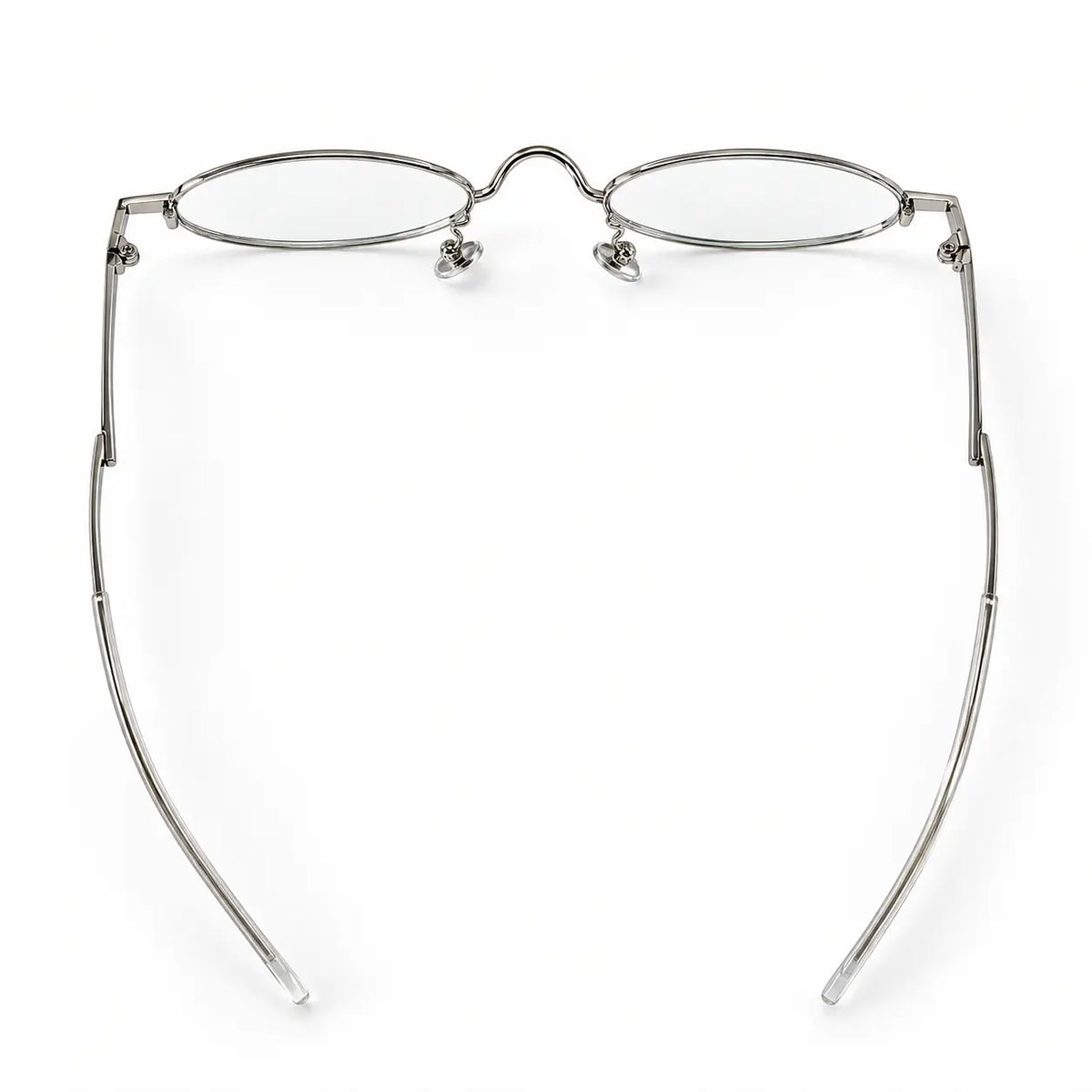 Minimalist Silver Oval Metal Frame Eyeglasses