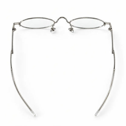 Minimalist Silver Oval Metal Frame Eyeglasses