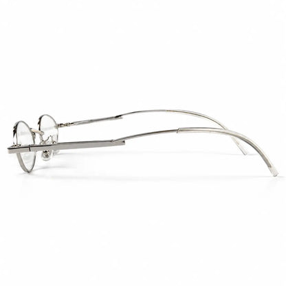 Minimalist Silver Oval Metal Frame Eyeglasses