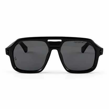 Black Square Aviator Sunglasses J0080 with Dark Grey Lenses