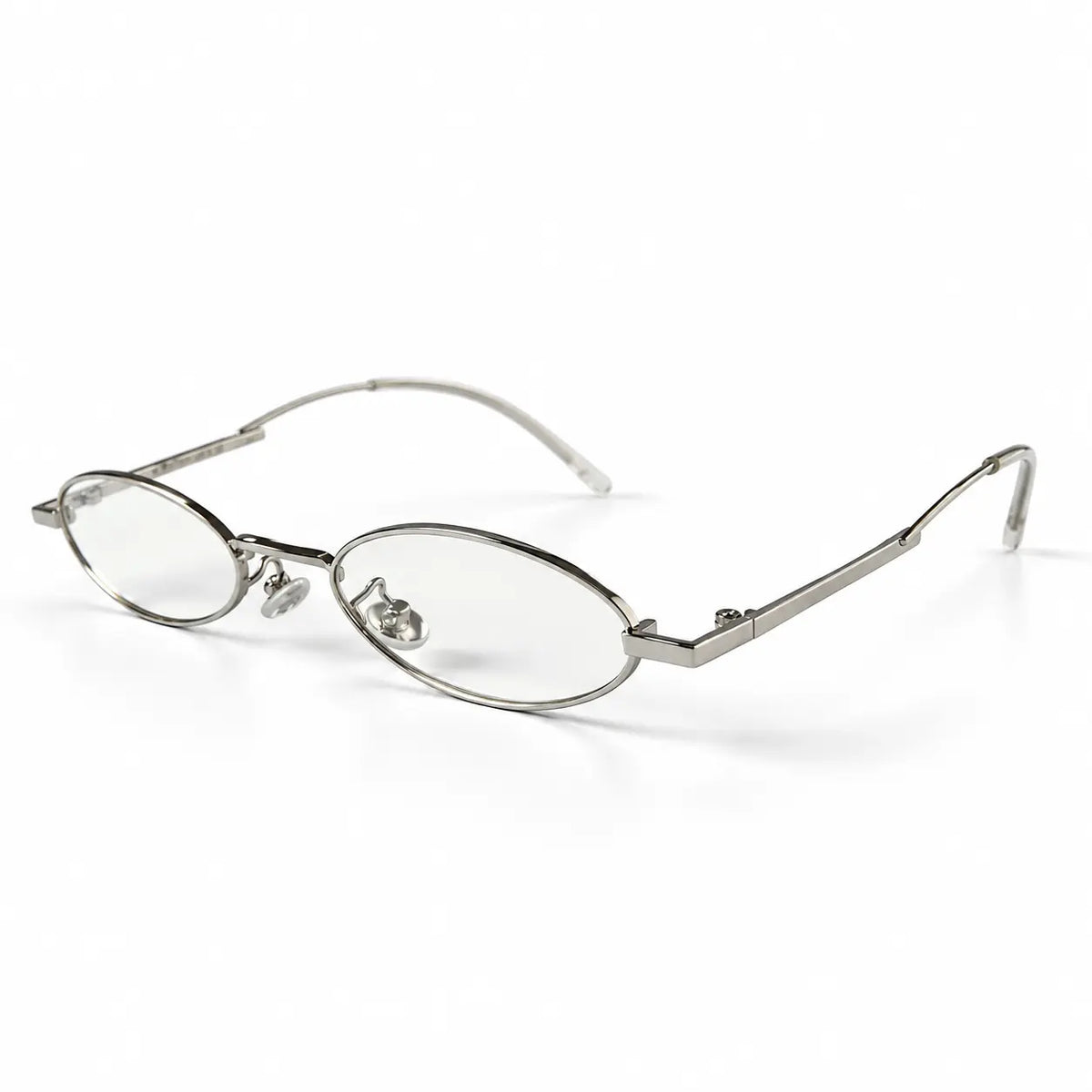 Minimalist Silver Oval Metal Frame Eyeglasses
