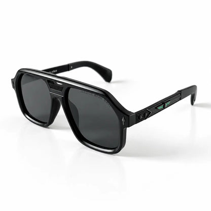 Black Square Aviator Sunglasses J0080 with Dark Grey Lenses