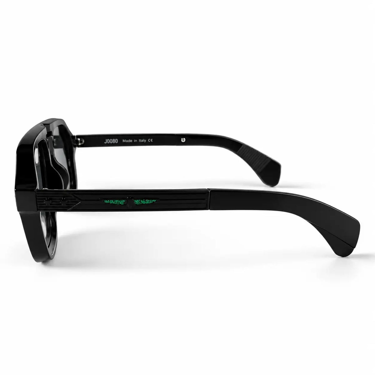Black Square Aviator Sunglasses J0080 with Dark Grey Lenses