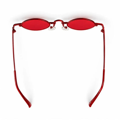 Retro Red Oval Sunglasses with Red Tinted Lenses