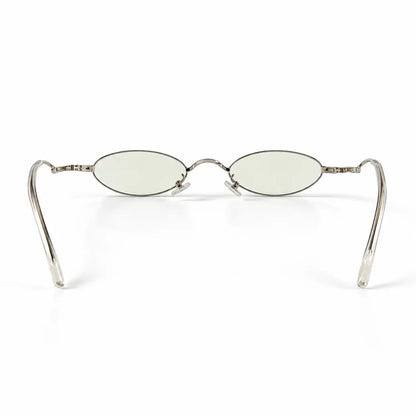 Minimalist Silver Oval Metal Frame Eyeglasses