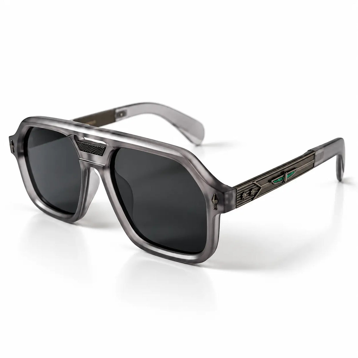 Jacques Marie Mage Smoky Gray Geometric Aviator Sunglasses