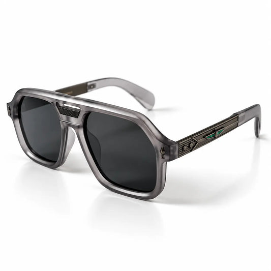 Jacques Marie Mage Smoky Gray Geometric Aviator Sunglasses