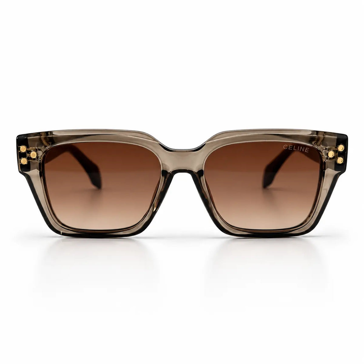 Celine Smoky Brown Square Sunglasses with Gold Bee Emblem