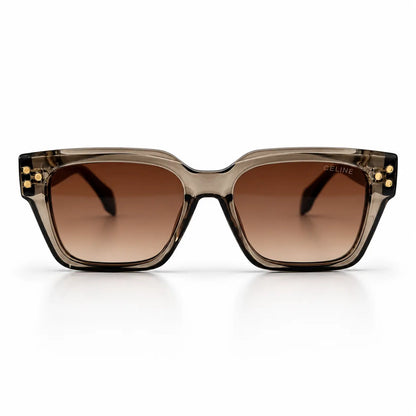 Celine Smoky Brown Square Sunglasses with Gold Bee Emblem