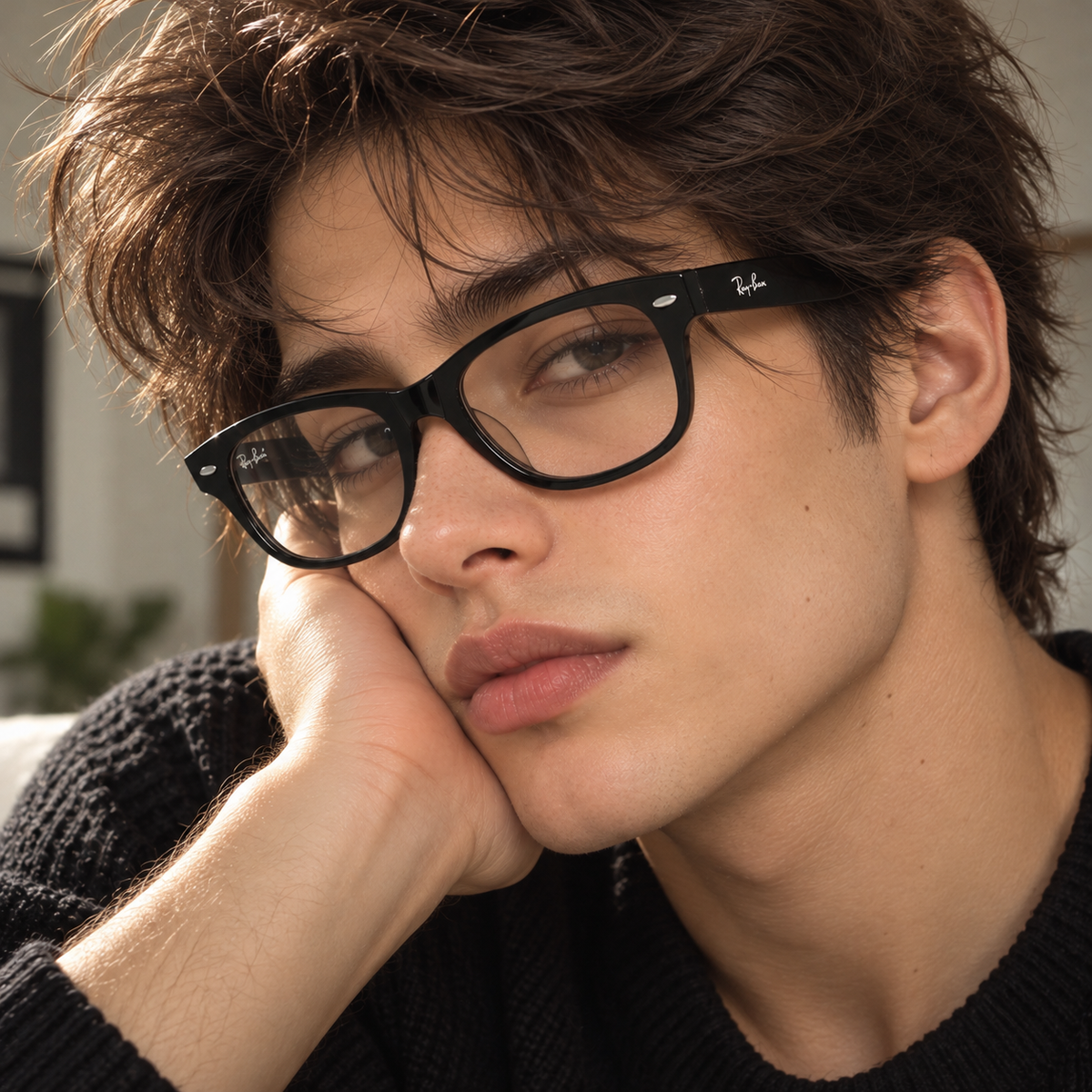 Ray-Ban RB2140 Black Square Optical Eyeglasses with Clear Lenses