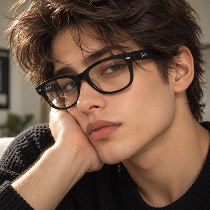 Ray-Ban RB2140 Black Square Optical Eyeglasses with Clear Lenses