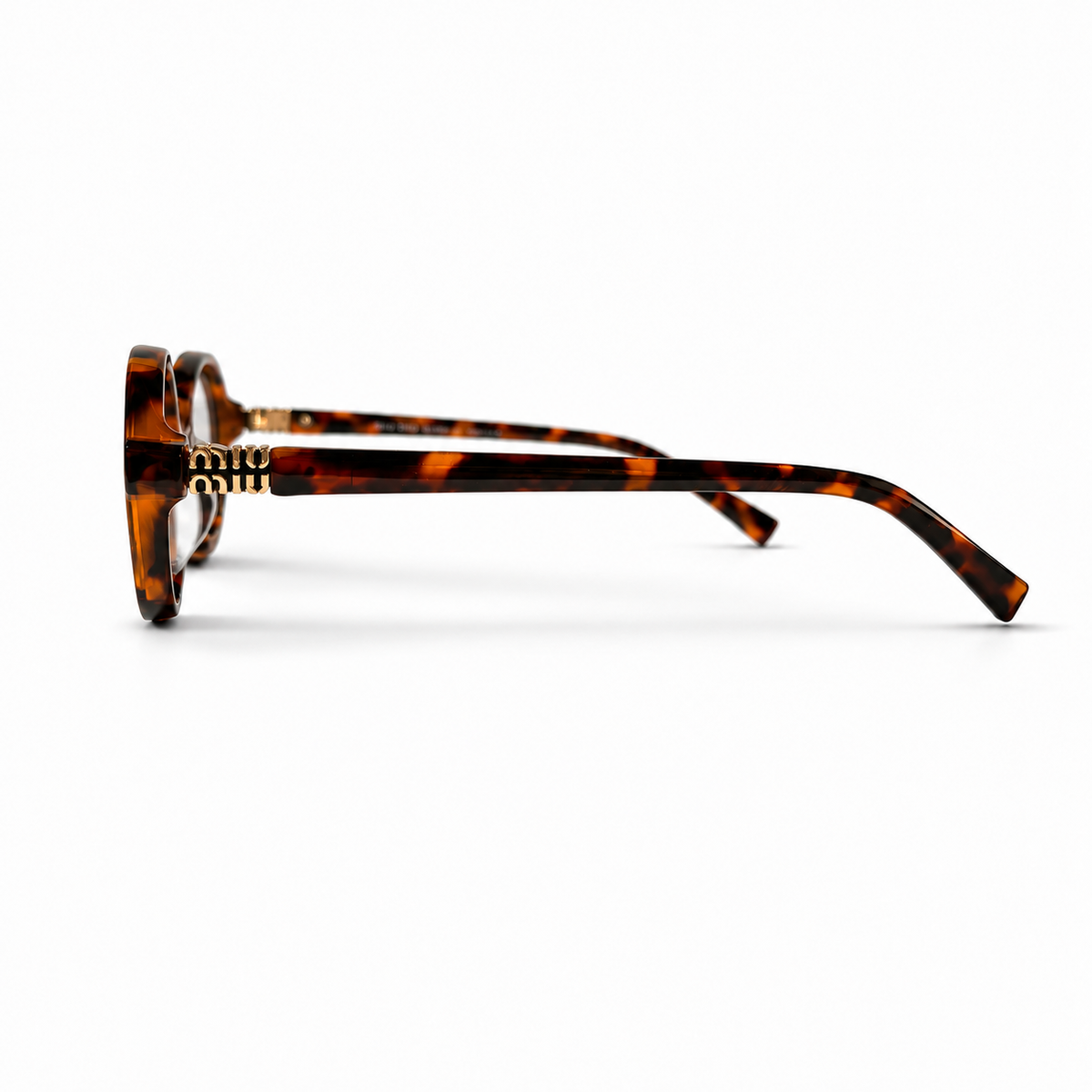 Miu Miu Tortoiseshell Oval Optical Eyeglasses with Gold Logo Detail