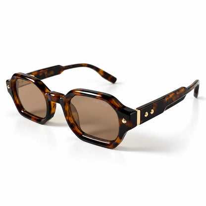John Dalia Tortoiseshell Geometric Sunglasses with Brown Lenses