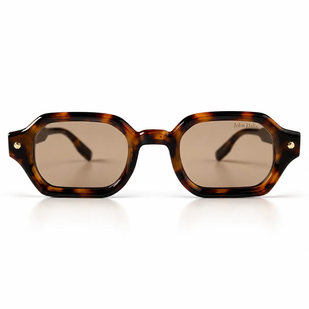 John Dalia Tortoiseshell Geometric Sunglasses with Brown Lenses