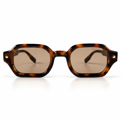 John Dalia Tortoiseshell Geometric Sunglasses with Brown Lenses