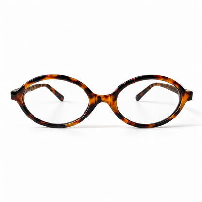 Miu Miu Tortoiseshell Oval Optical Eyeglasses with Gold Logo Detail