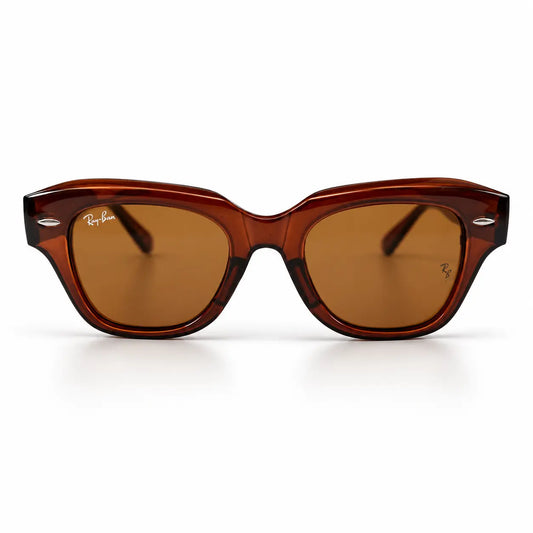 Ray-Ban Translucent Amber Brown Square Sunglasses